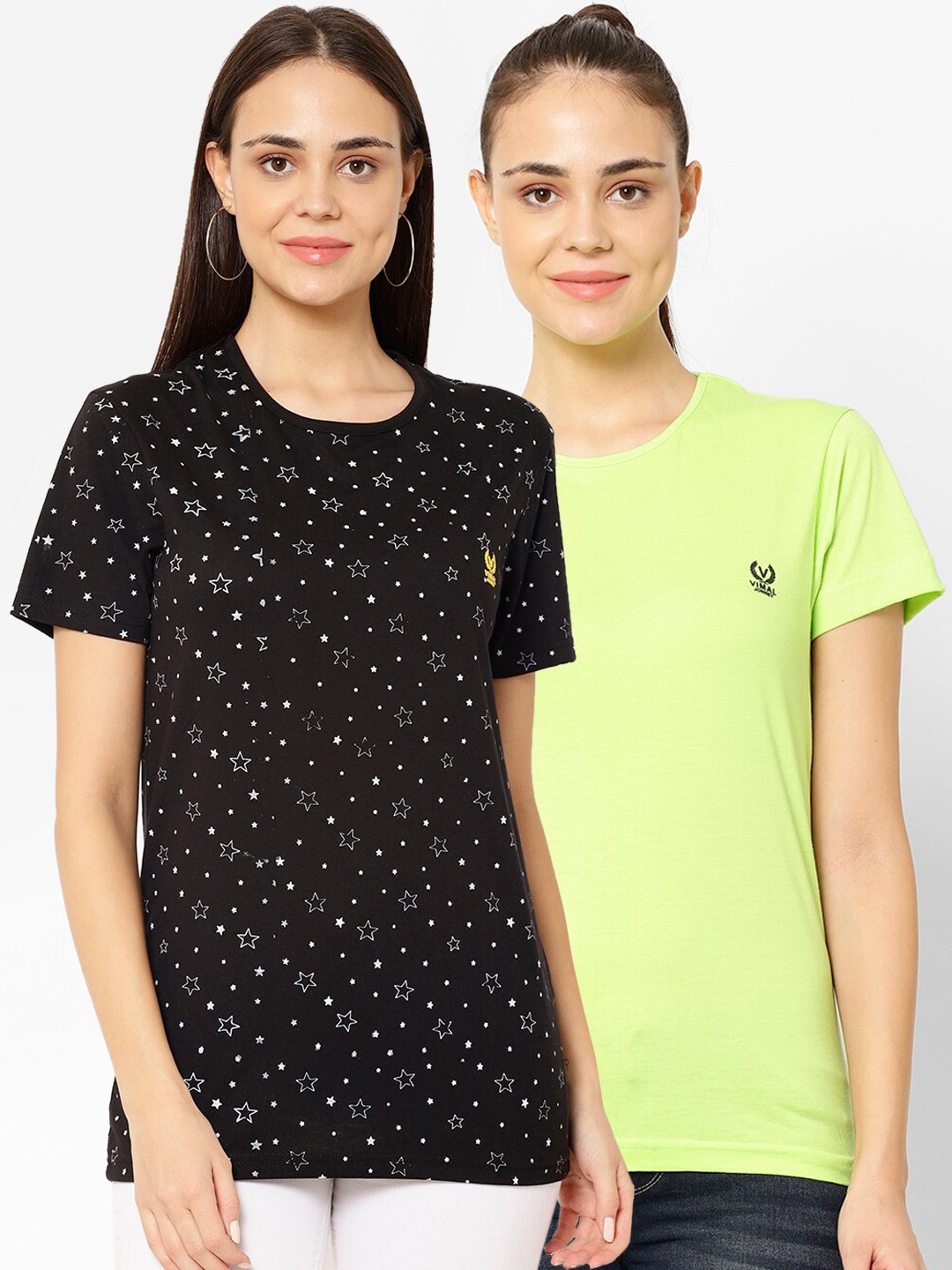MACK JONNEY Women Multicoloured Printed Round Neck T-shirt, Multi