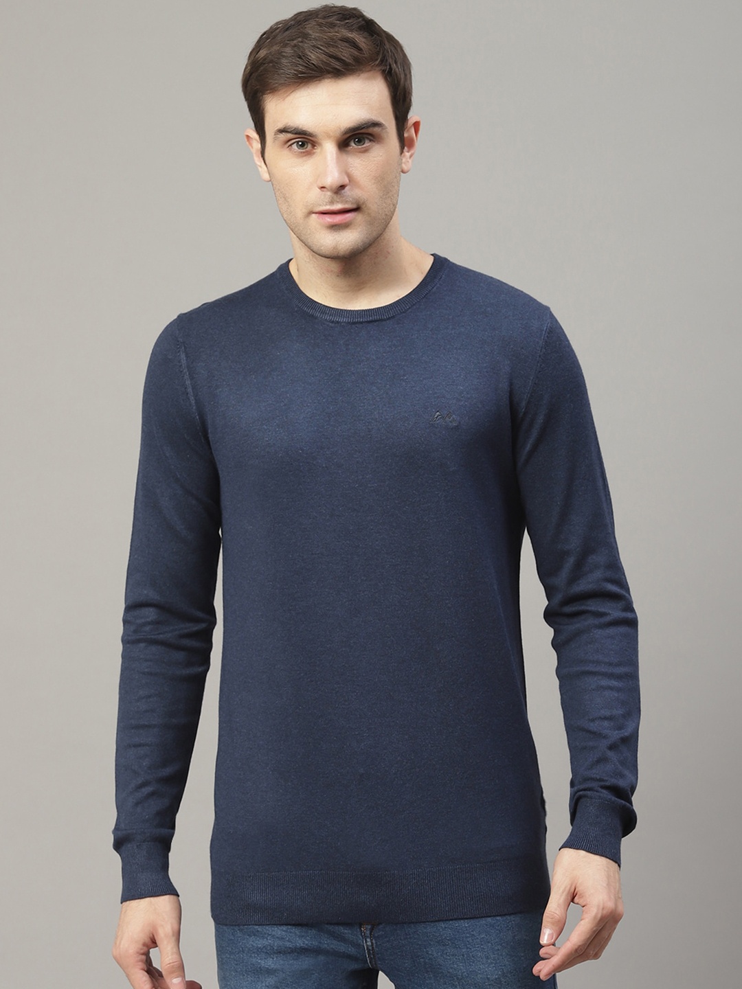 

LINDBERGH Men Navy Blue Solid Knitted Pullover