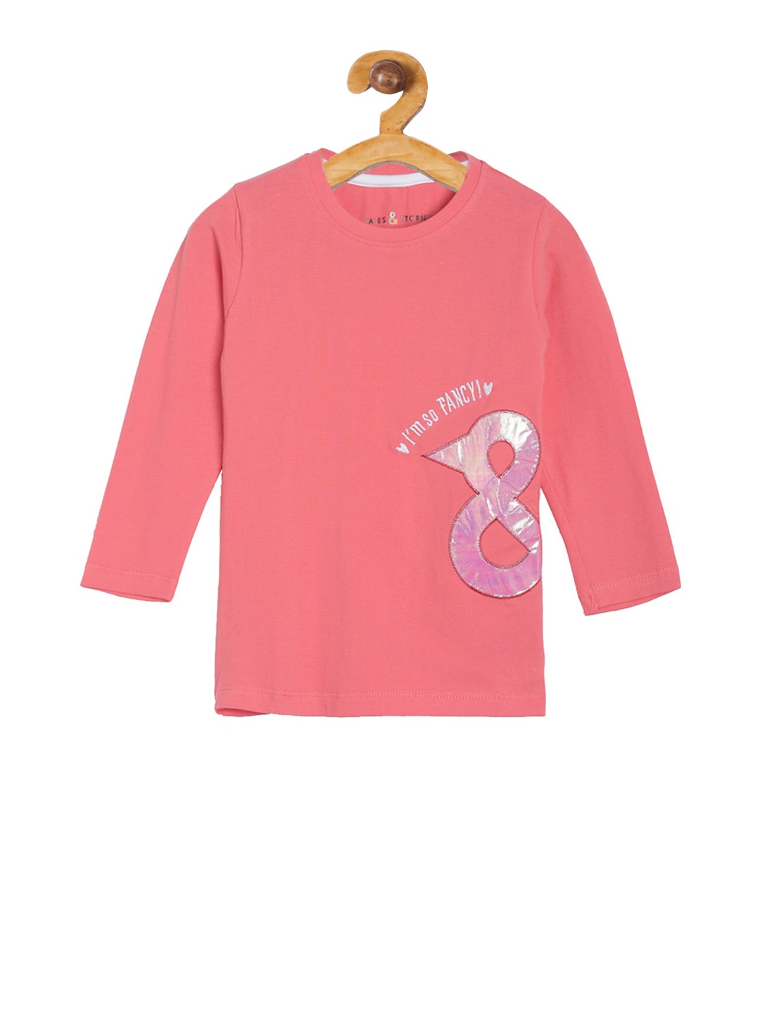 TALES & STORIES Girls Rose Self Design Round Neck T-shirt