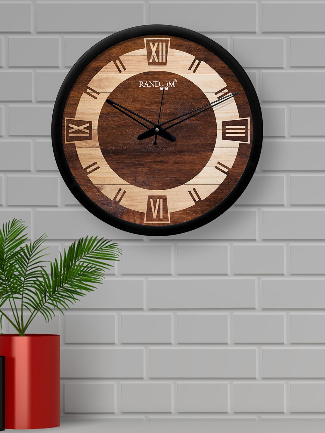

RANDOM Black & Brown Printed Bold Roman 30.48 cm Dial Analogue Round Wall Clock