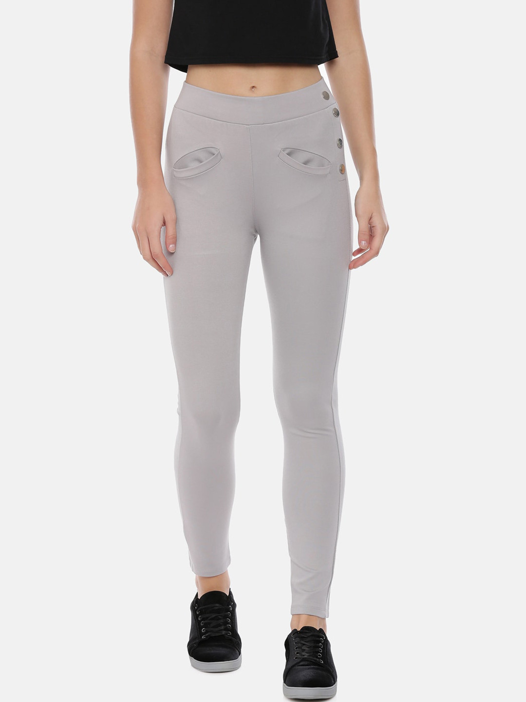 

GOLDSTROMS Women Grey Solid Treggings