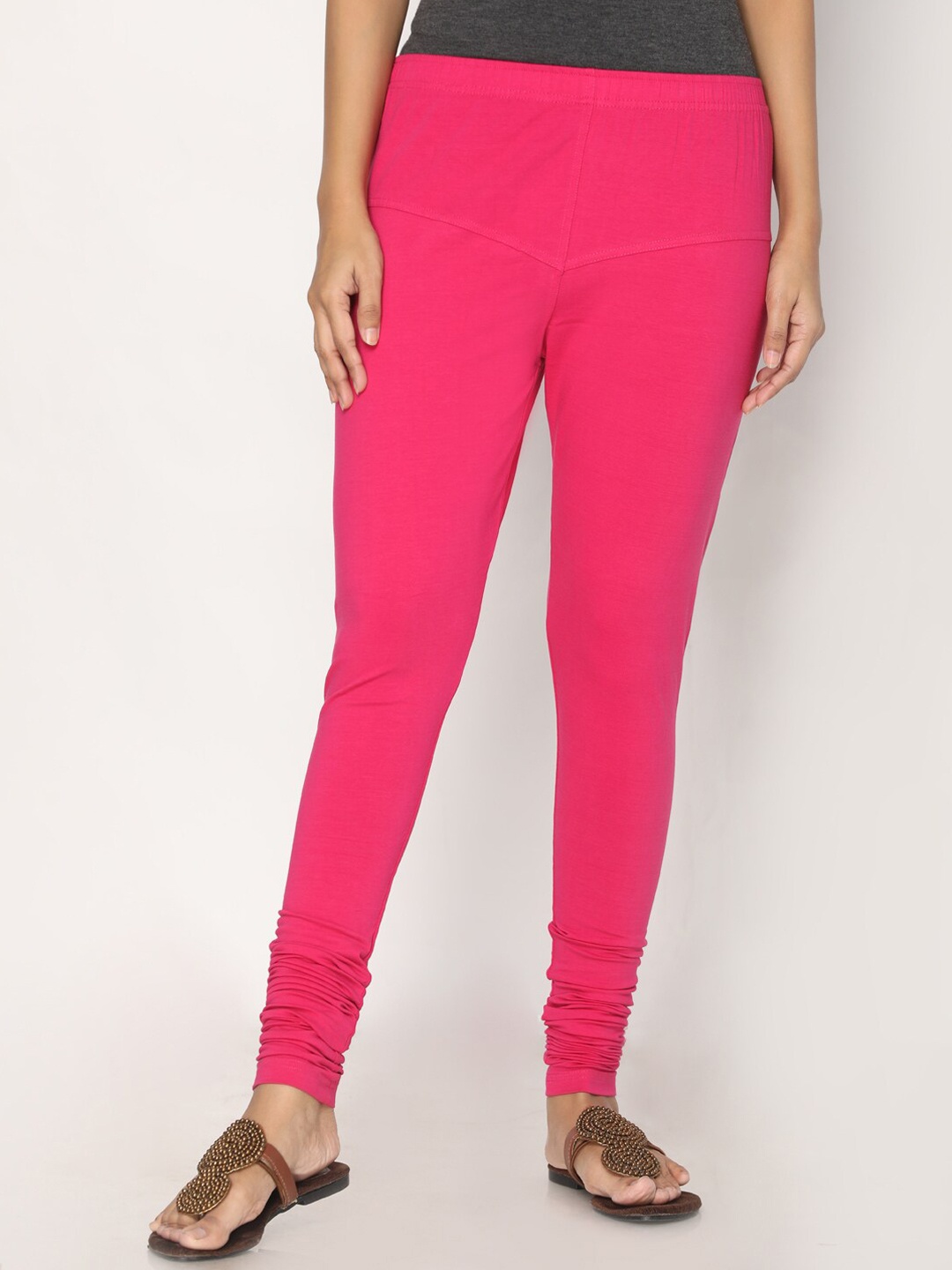 

TSG Bliss Women Pink Solid Churidar-Length leggings