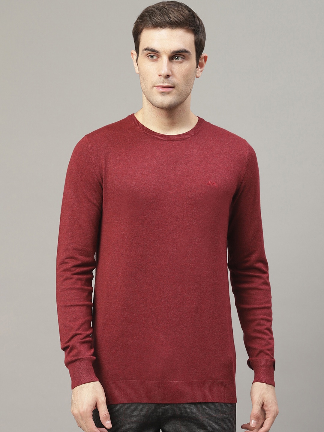

LINDBERGH Men Red Solid Knitted Pullover