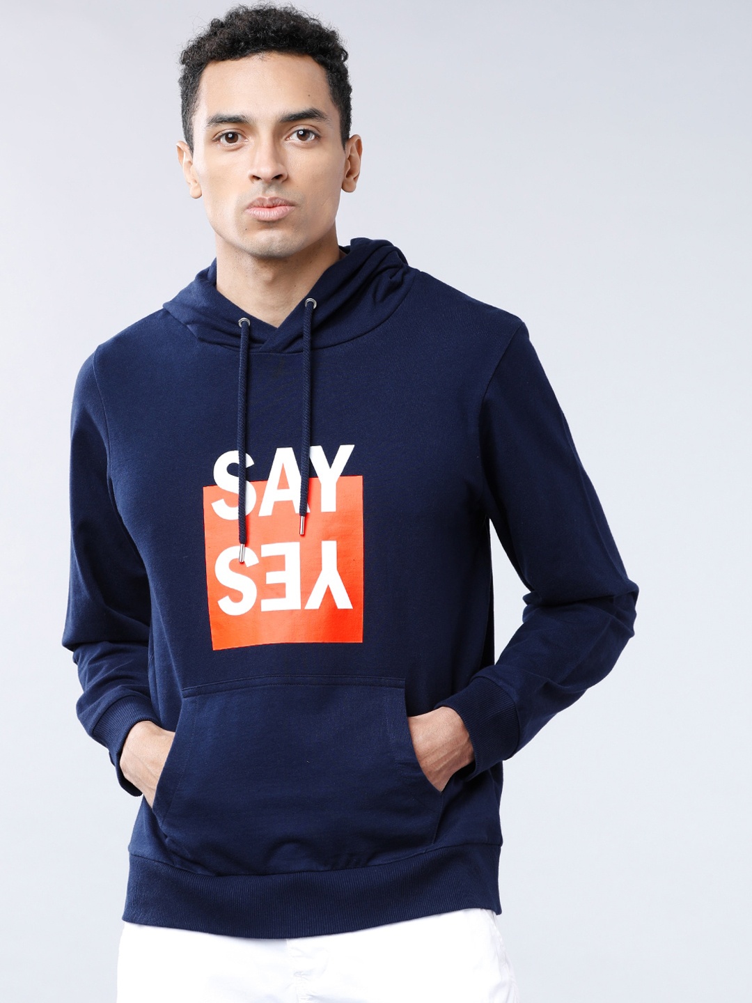 

LOCOMOTIVE Men Navy Blue Printed Hooded Sweatshirt
