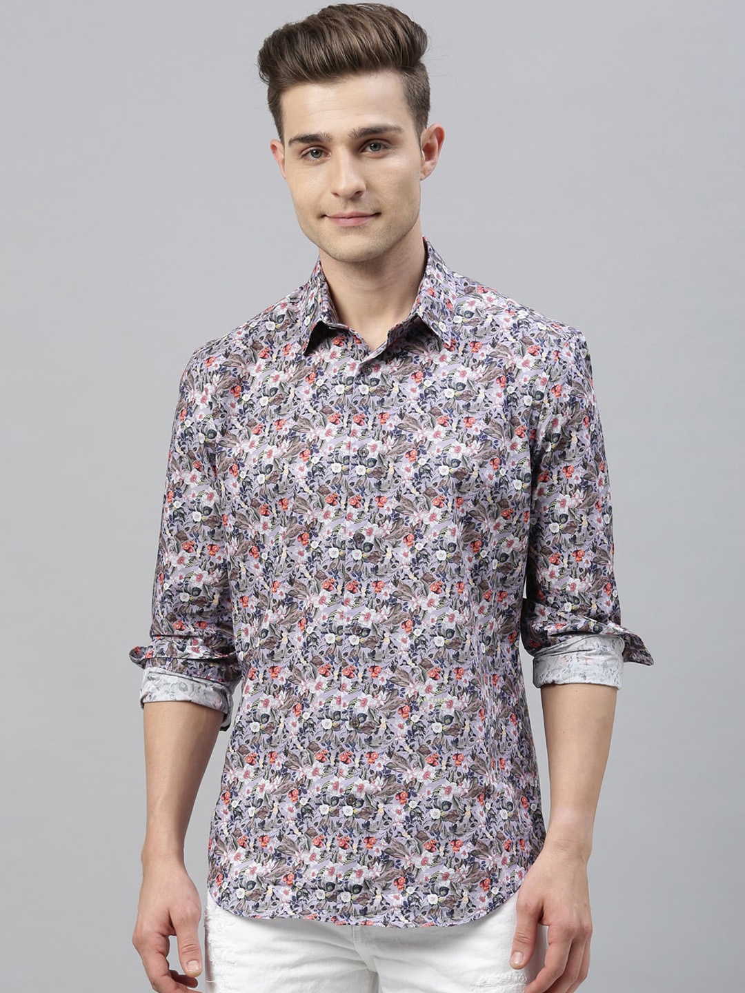 

RARE RABBIT Men Rubo Regular Fit Printed Shirt, Purple