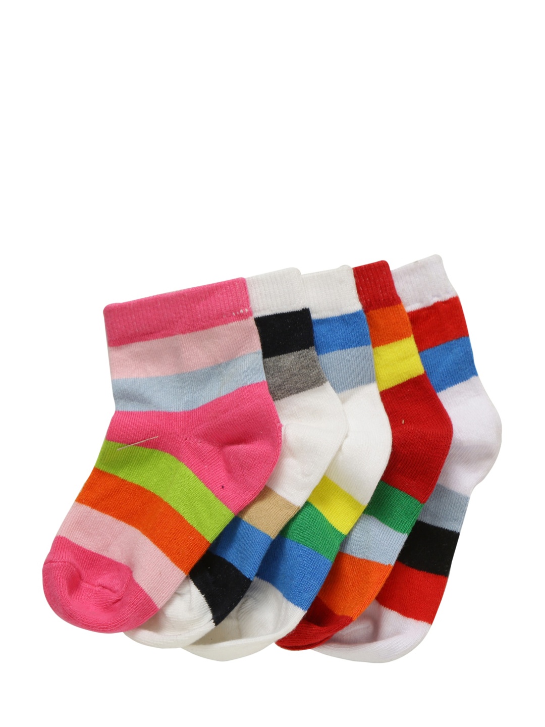 

FOOTPRINT 5 Pairs Infant Kids Patterned Ankle-Length Organic Cotton Socks, Pink