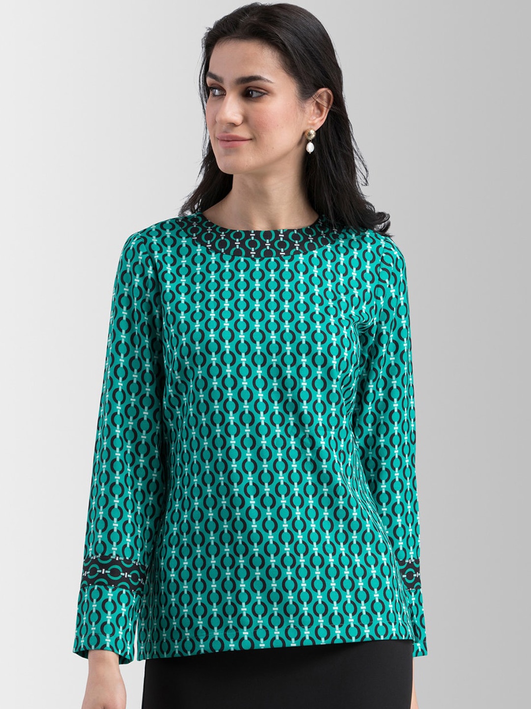 

FableStreet Women Green Printed Top