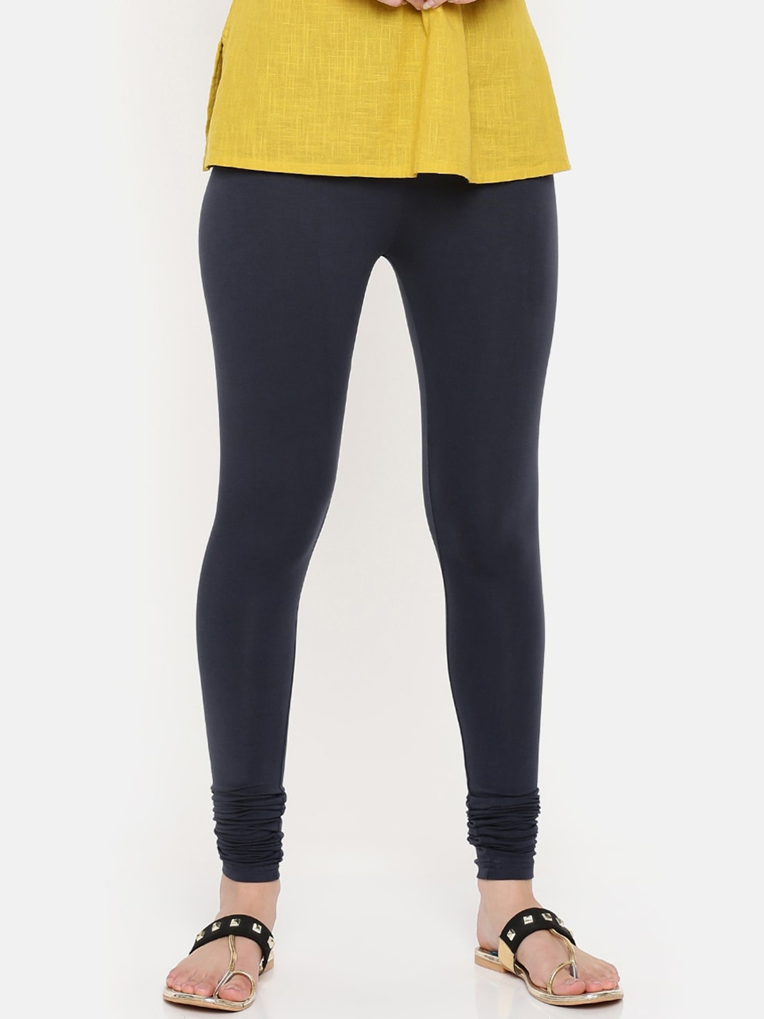 

De Moza Women Navy Blue Solid Churidar-Length Leggings