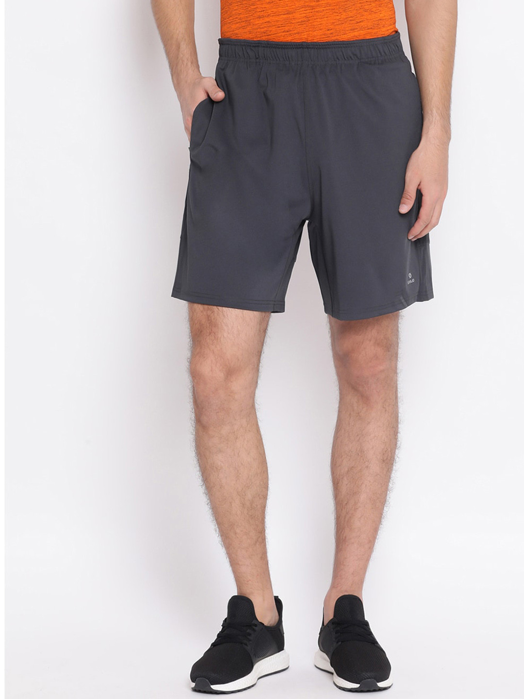 

Spolei Men Grey Solid Slim Fit Sports Shorts