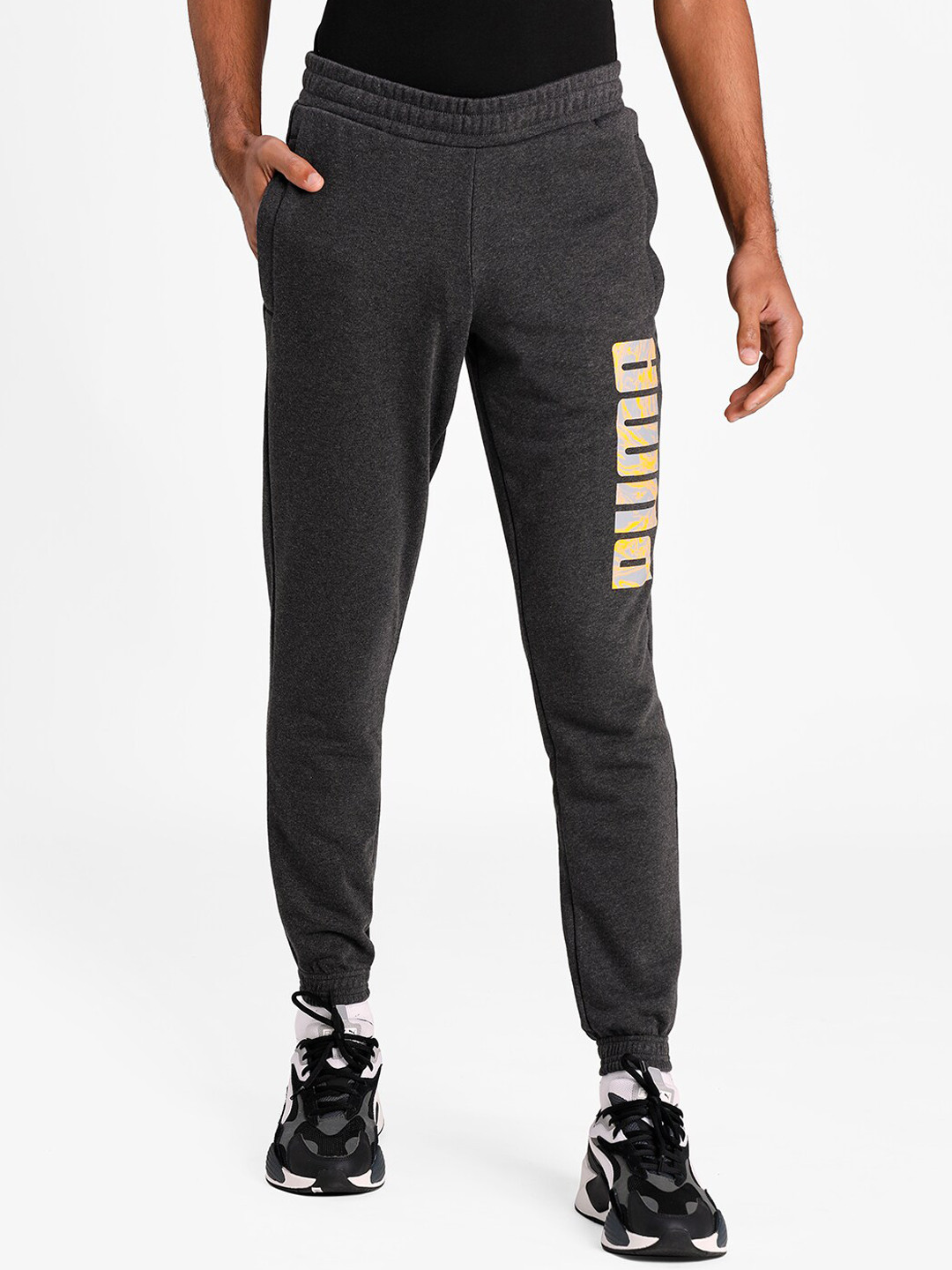 

Puma Men Charcoal Grey Solid Straight-Fit Joggers