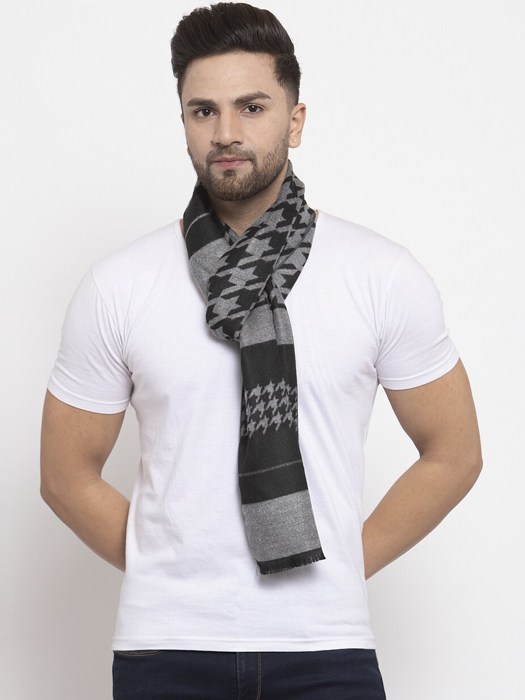 

Calvadoss Men Black & Grey Aztec Printed Premium Muffler