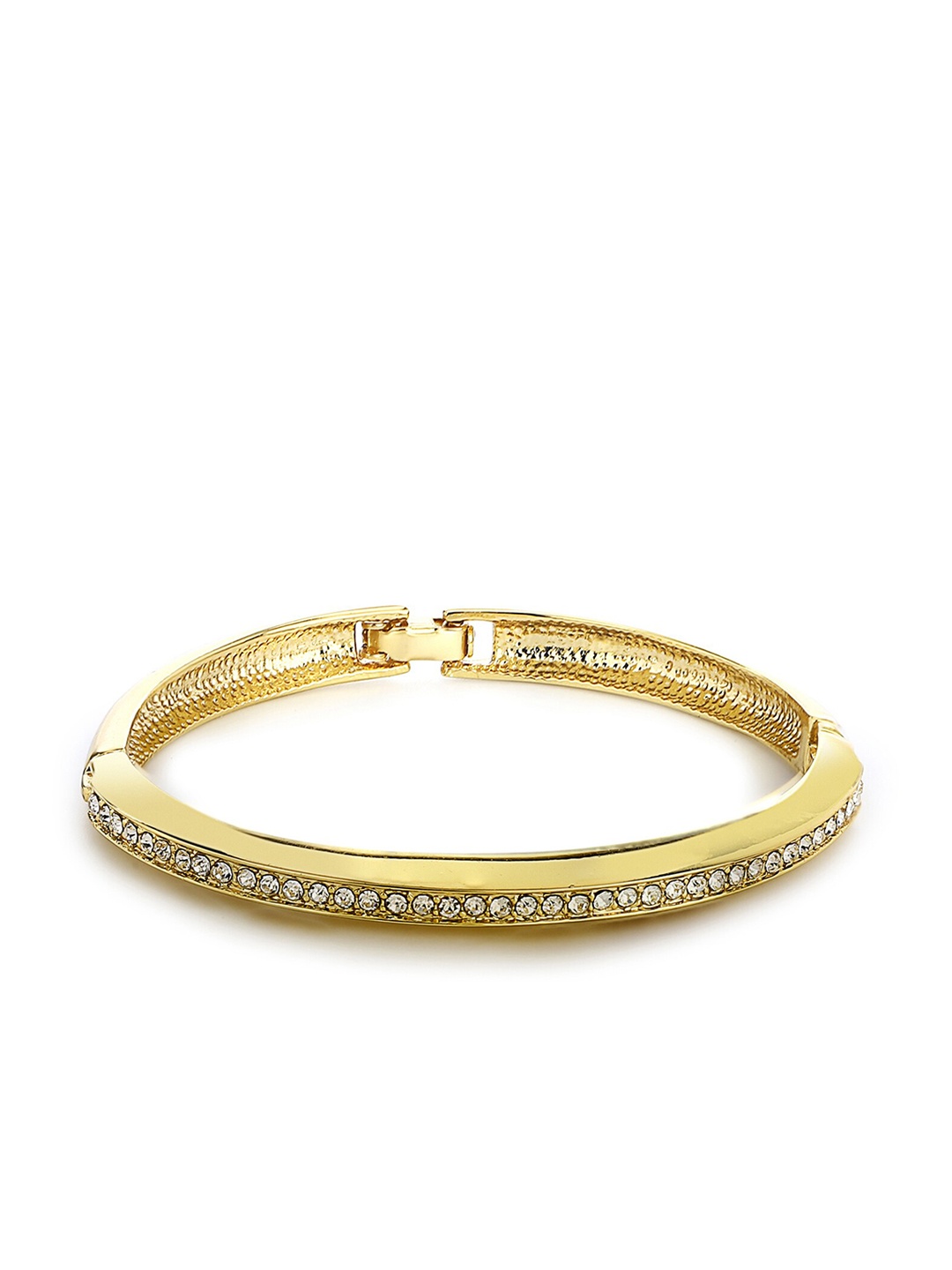 

Estele Gold-Plated White AD-Studded Handcrafted Bangle-Style Bracelet
