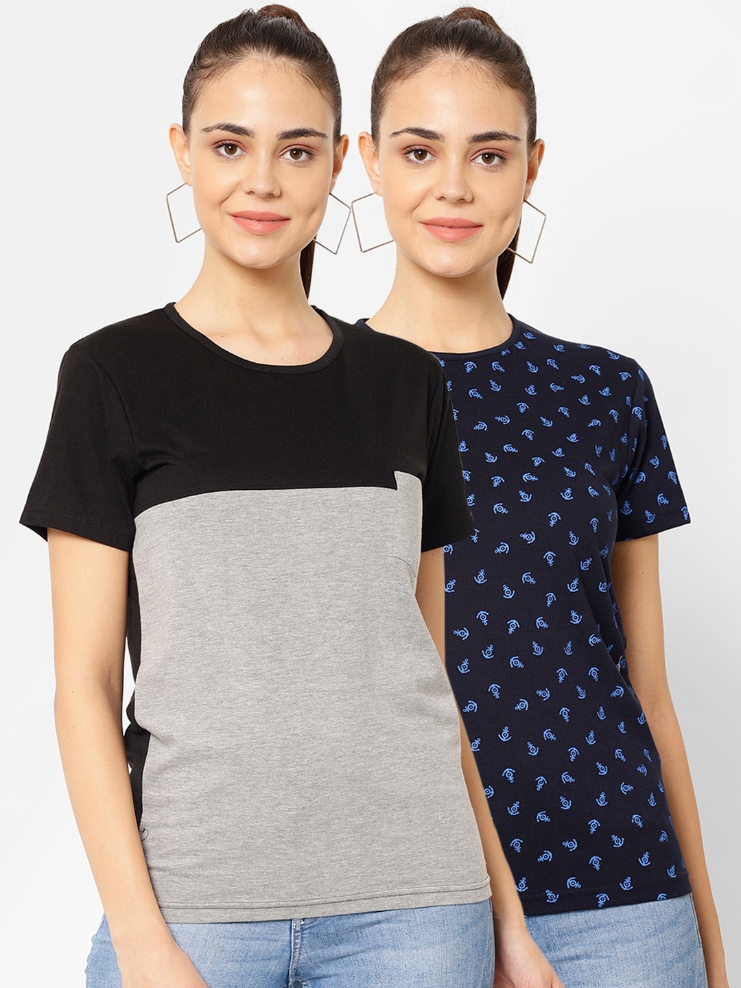 

VIMAL JONNEY Women Multicoloured Printed Round Neck T-shirt, Multi