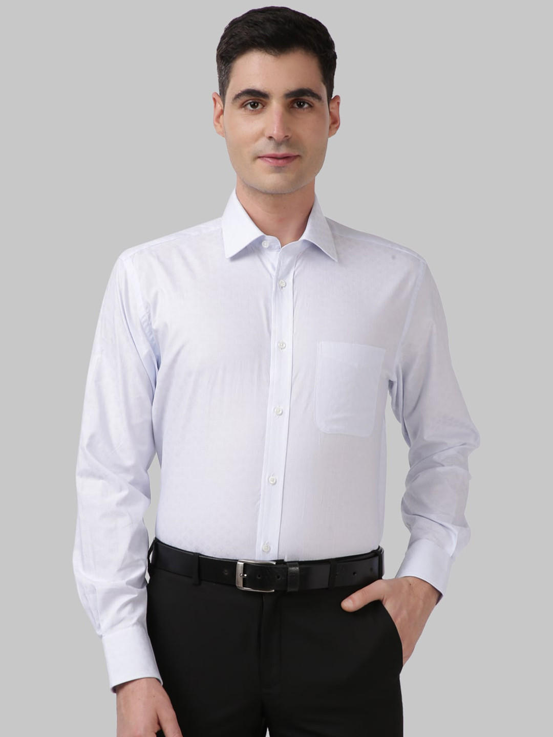 

Park Avenue Men Blue Regular Fit Self Design Formal Shirt