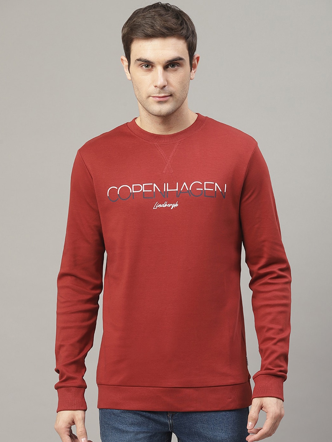 

LINDBERGH Men Red Printed Sweatshirt