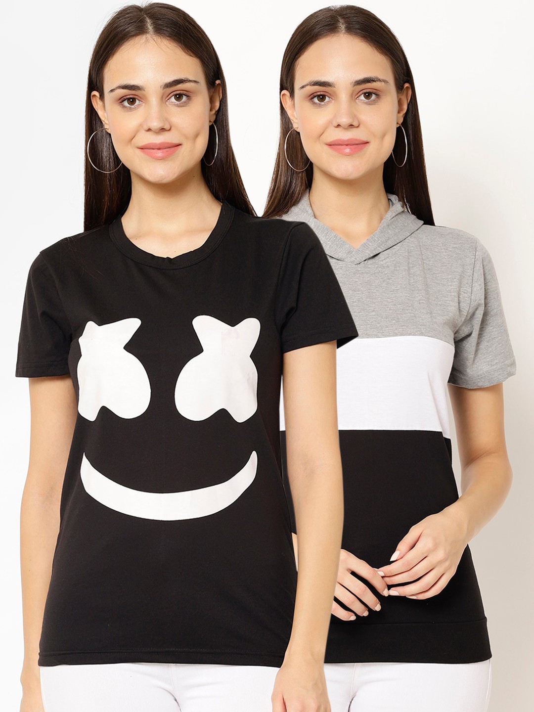

VIMAL JONNEY Women Pack of 2 Printed T-shirts, Multi