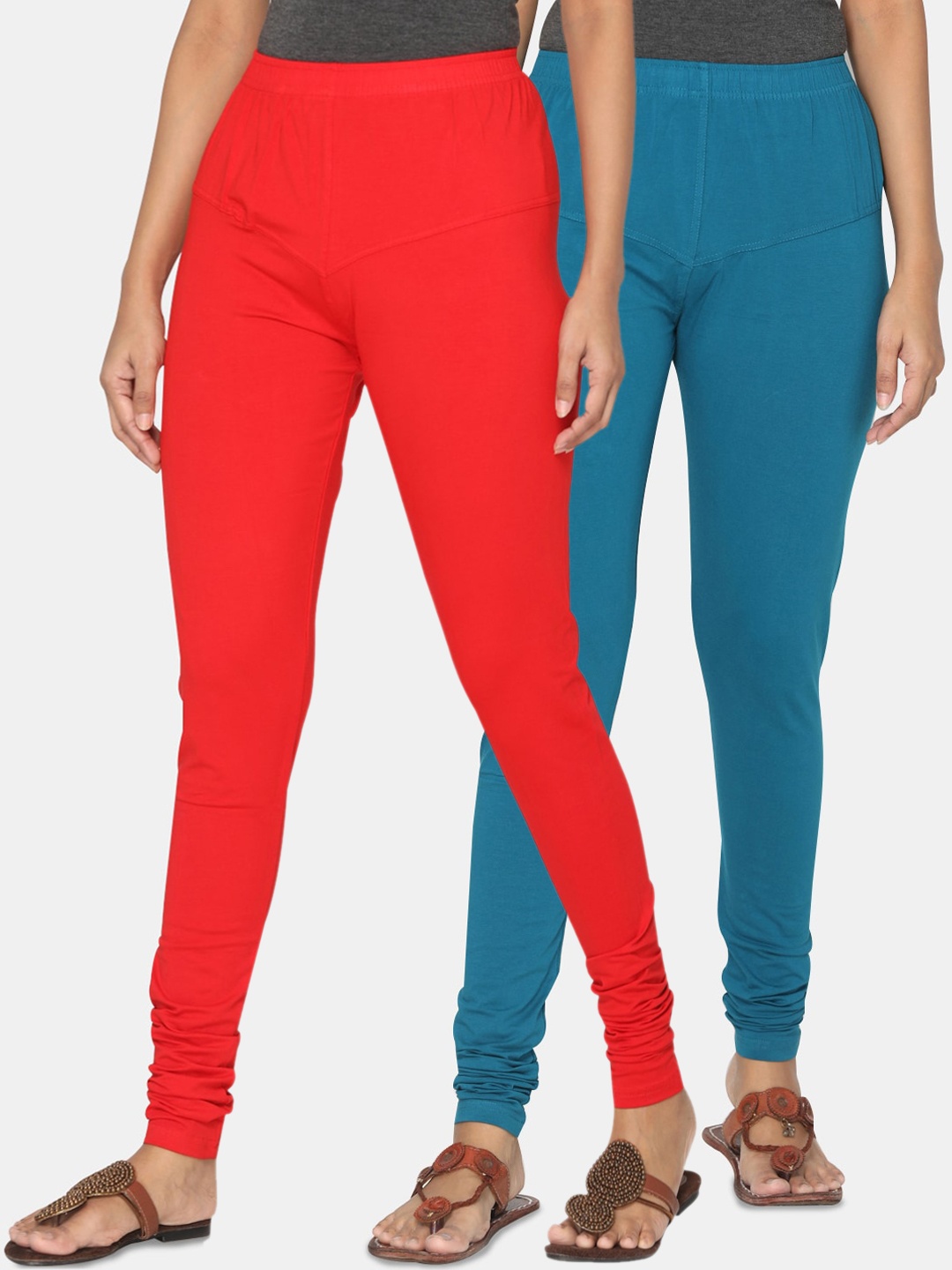 

TSG Bliss Women Pack of 2 Solid Ankle-Length Leggings, Red