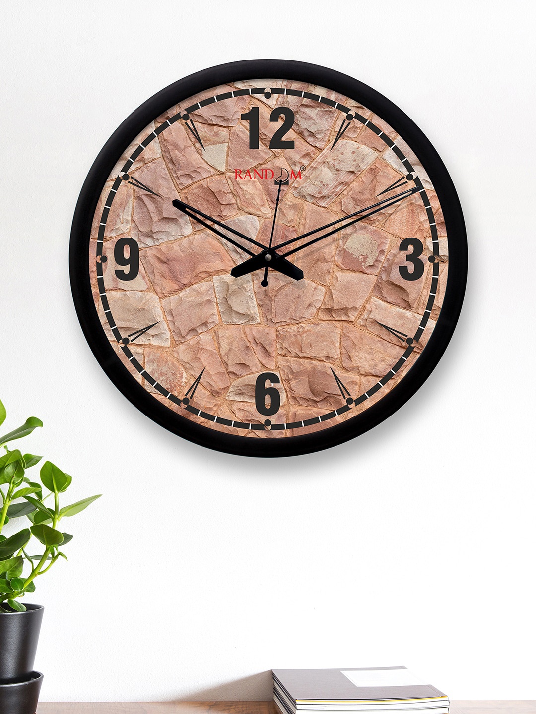 

RANDOM Black & Beige Marble Printed Round Shaped 30.48 cm Analogue Wall Clock