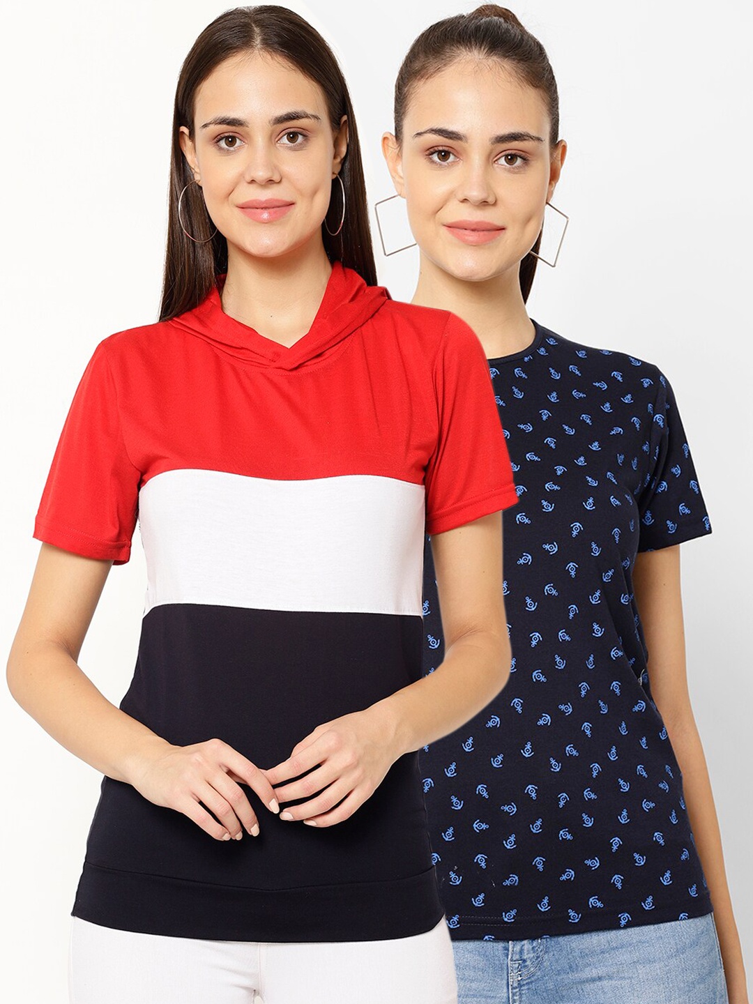 

VIMAL JONNEY Women Multicoloured Printed Round Neck T-shirt, Multi