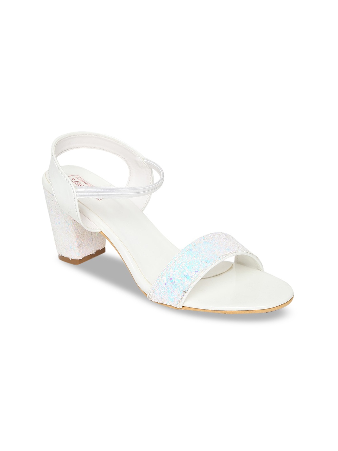 

LONDON STEPS Women White Embellished Block Heels
