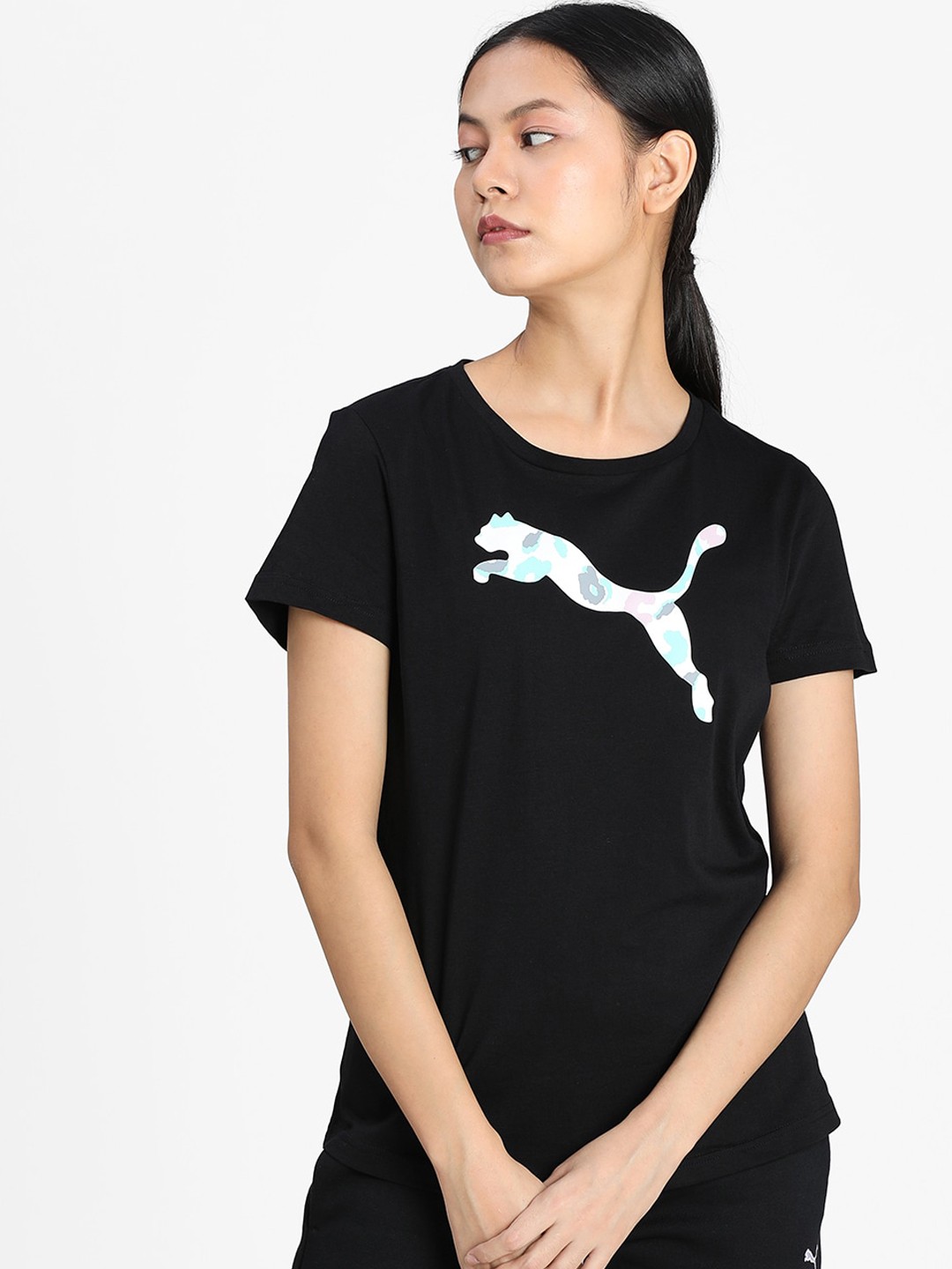 

Puma Men Black Printed Round Neck T-shirt