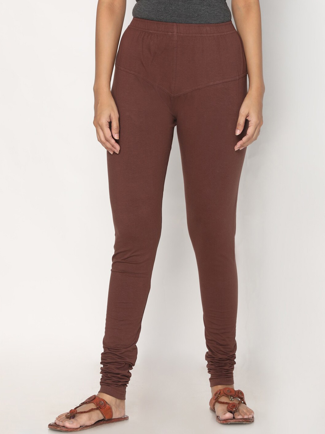 TSG Bliss Women Coffee Brown Solid Churidar-Length leggings