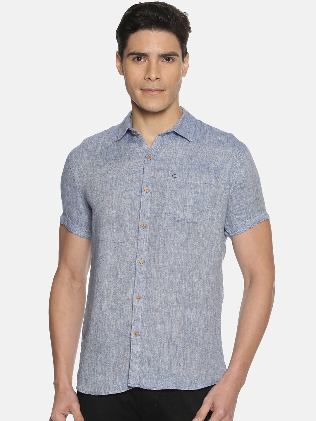 

Ecentric Men Navy Blue Slim Fit Solid Eco-Friendly Hemp Casual Sustainable Shirt
