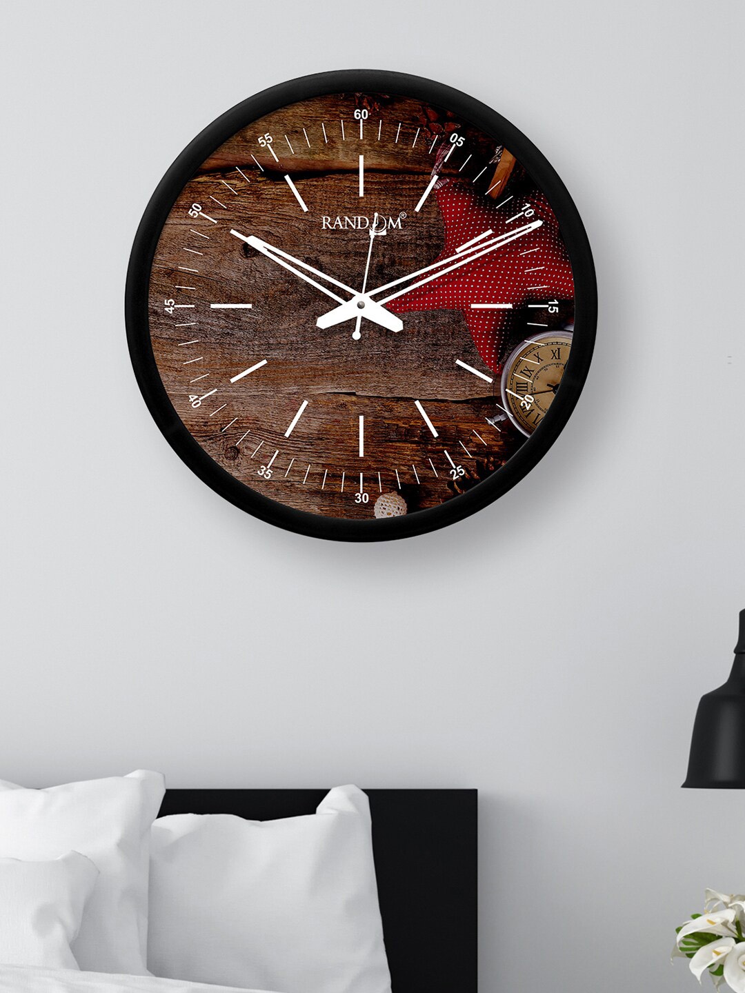 

RANDOM Brown & Black Round Printed 30.48 cm Analogue Wall Clock