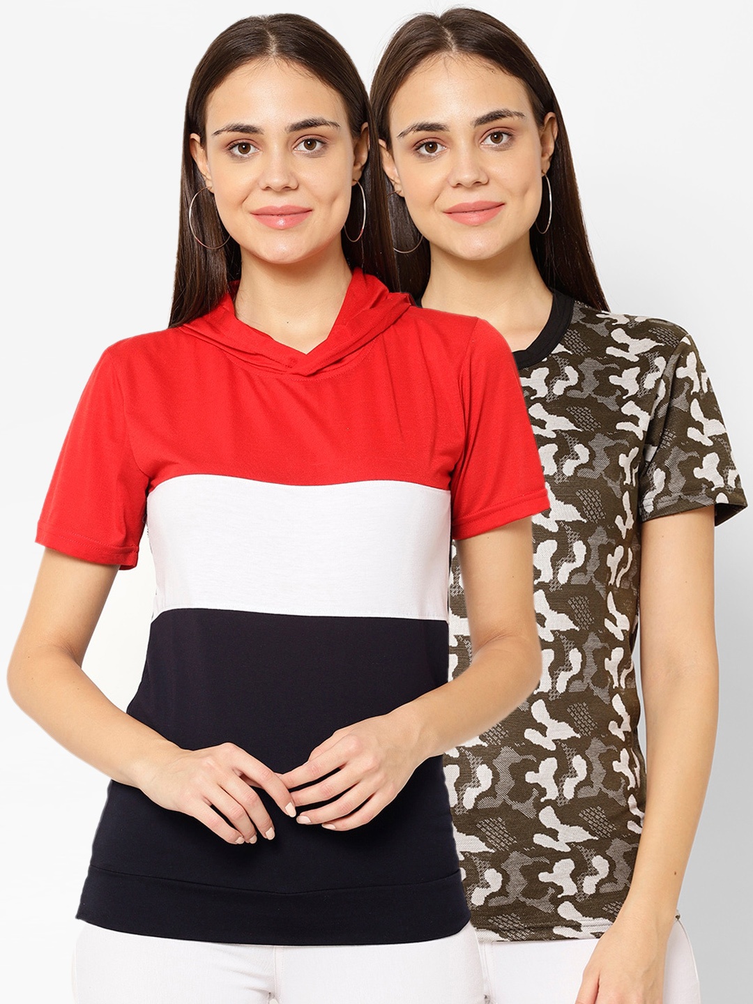 

VIMAL JONNEY Women Pack Of 2 T-shirts, Red