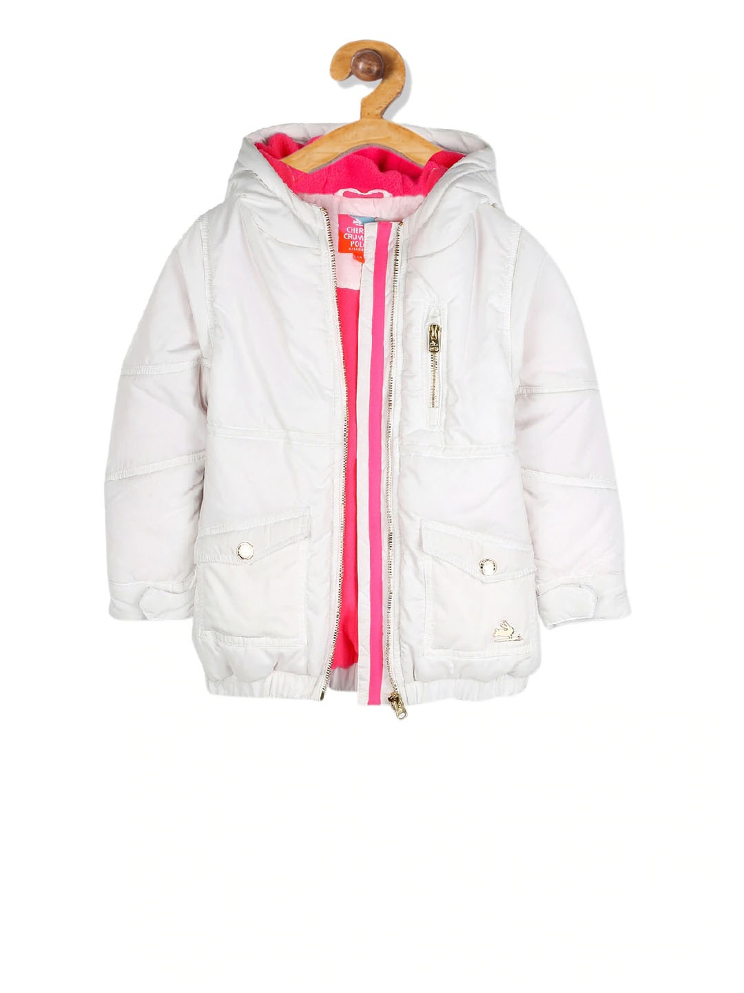 

Cherry Crumble Girls White Solid Open Front Jacket