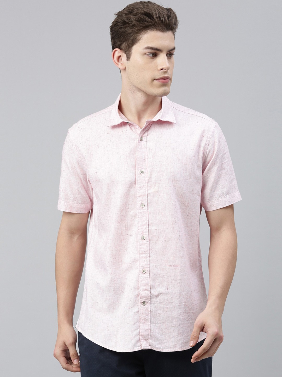

RARE RABBIT Men Pink Tailored Fit Solid Casual Shirt