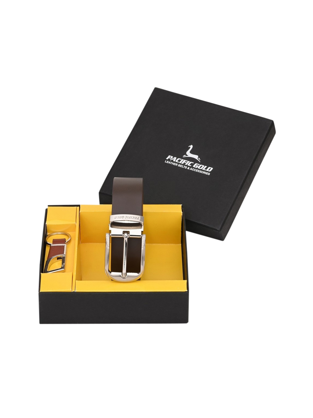 

Pacific Gold Men Brown & Silver-Toned Genuine Leather Accessory Gift Set