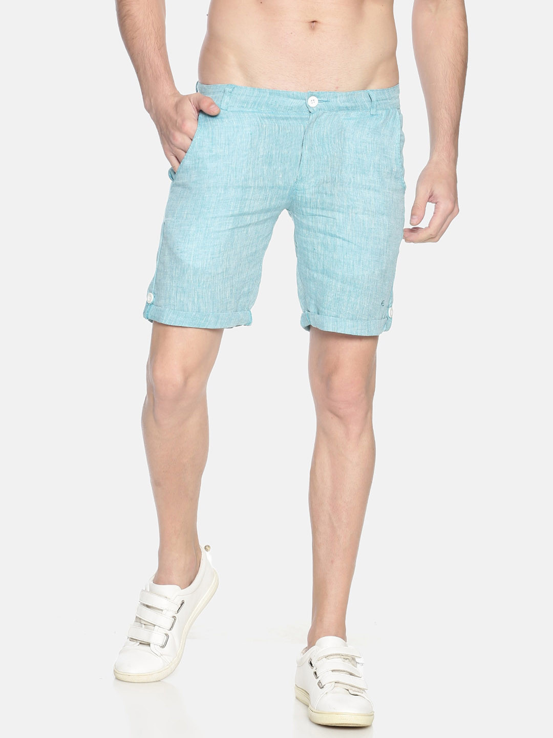 

Ecentric Men Teal Solid Eco-Friendly Hemp Slim Fit Regular Sustainable Shorts