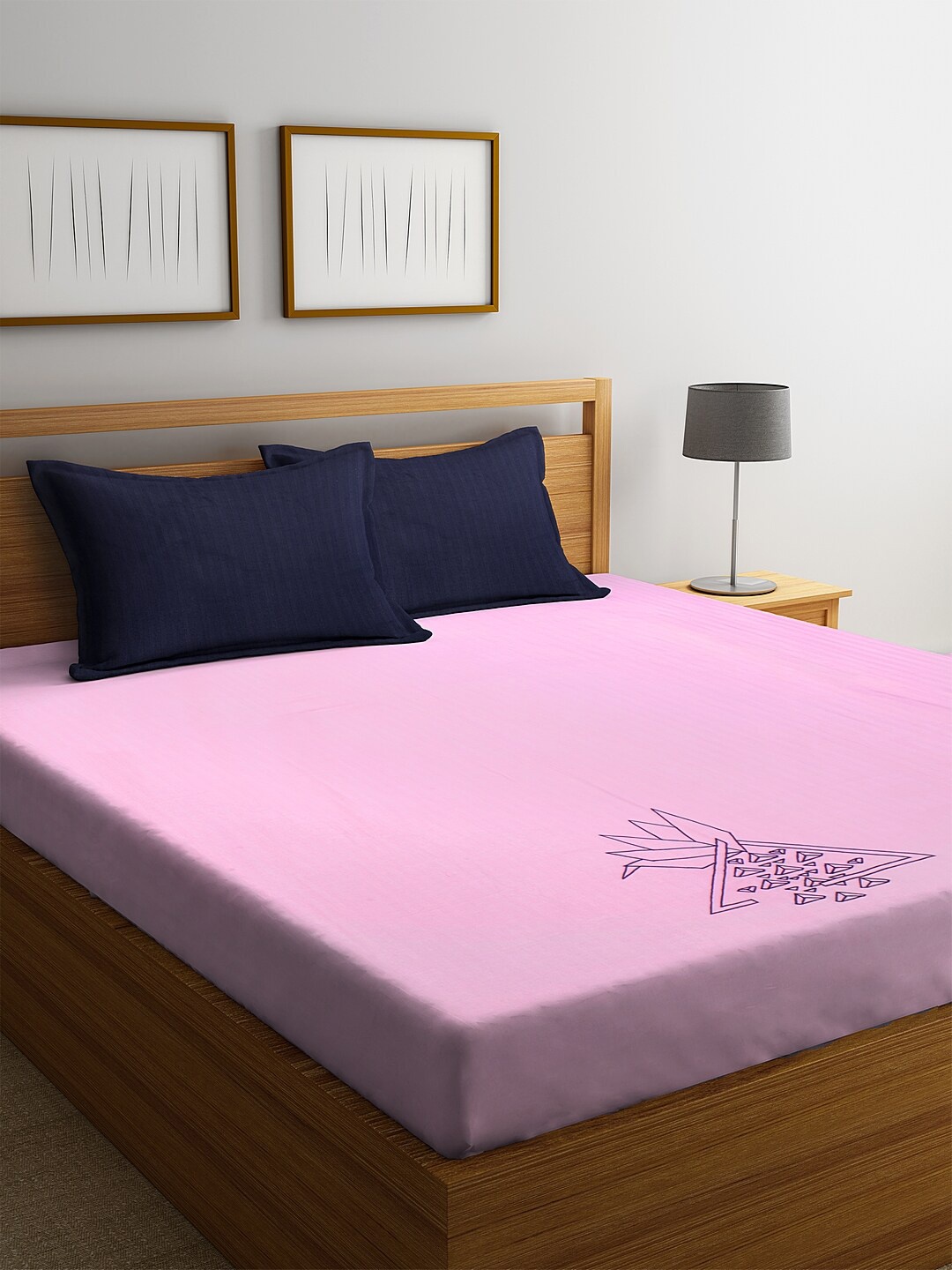 

DECOREALM Pink Solid 300 TC Cotton 1 Queen Bedsheet with 2 Pillow Covers