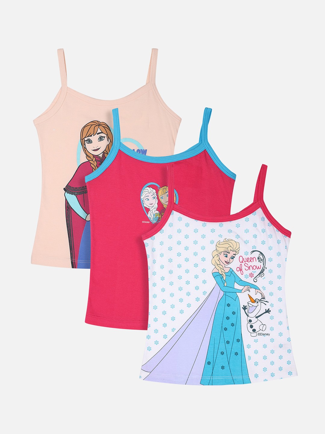 

Bodycare Girls Pack Of 3 Frozen Printed Innerwear Vest KIA881-PK007, Pink