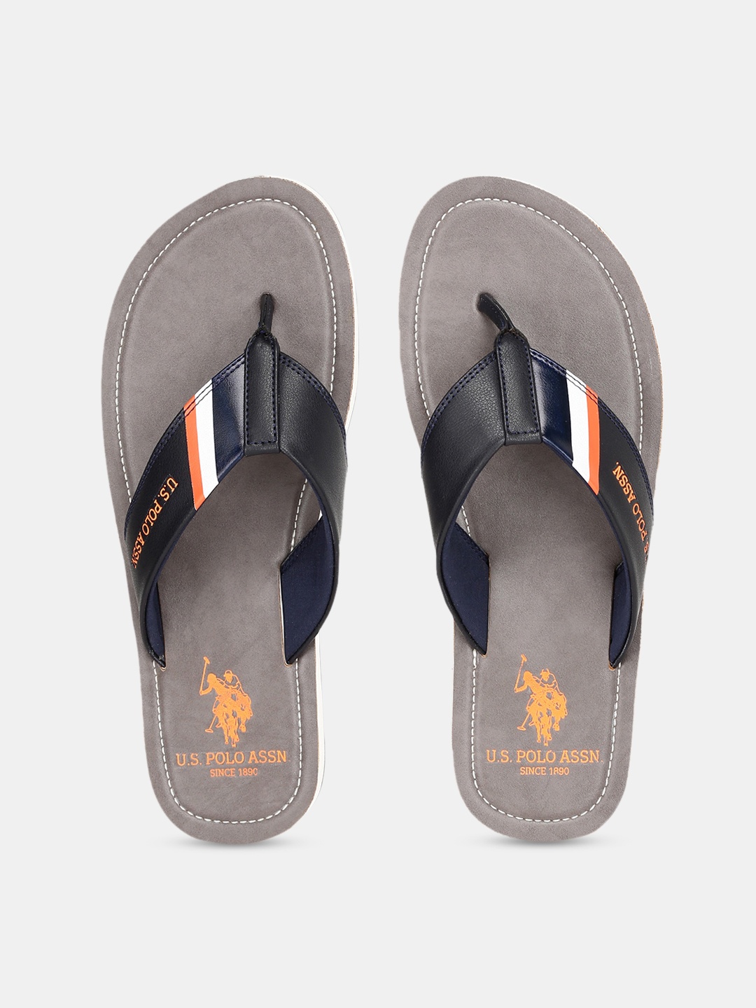 

U.S. Polo Assn. Men Grey & Black Printed Flip-Flops
