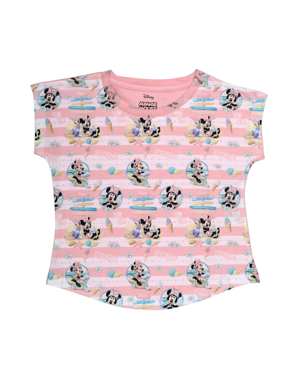 

Disney by Wear Your Mind Girls Pink & Blue Minnie Mouse Printed Top