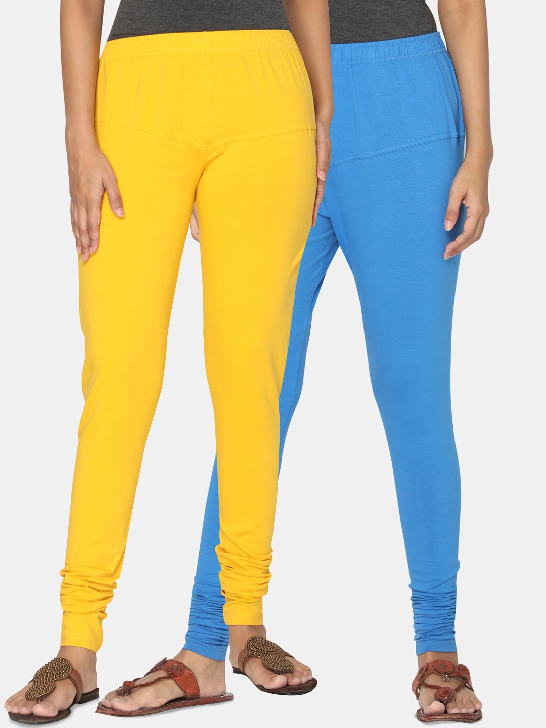 

TSG Bliss Women Pack Of 2 Solid Churidar-Length Leggings, Blue