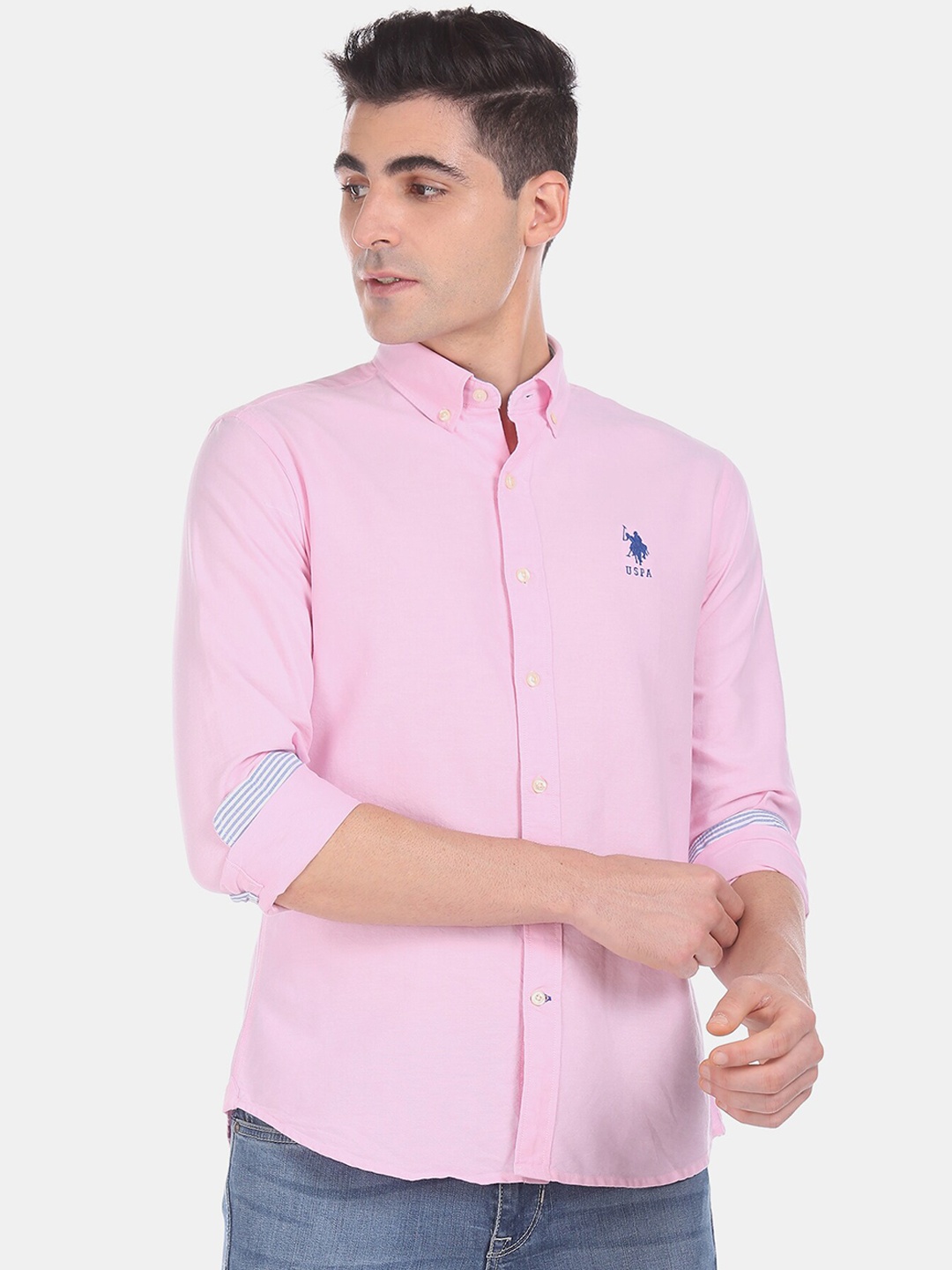 

U S Polo Assn Men Pink Opaque Casual Shirt