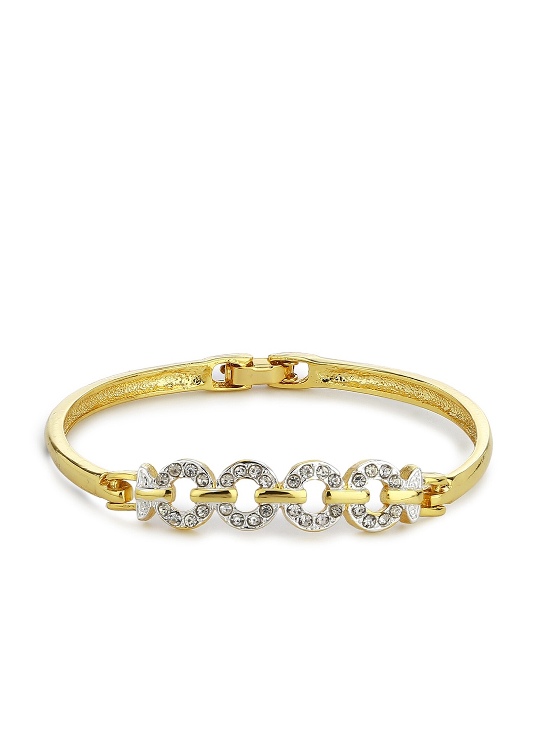 

Estele Gold-Plated & White Crystal-Studded Handcrafted Bangle-Style Bracelet