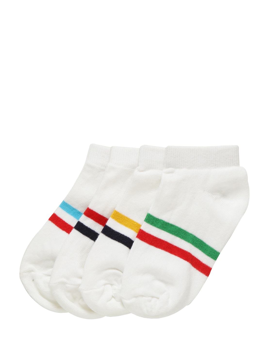 

FOOTPRINT 4 Pairs Infant Kids Patterned Ankle-Length Organic Cotton Socks, White