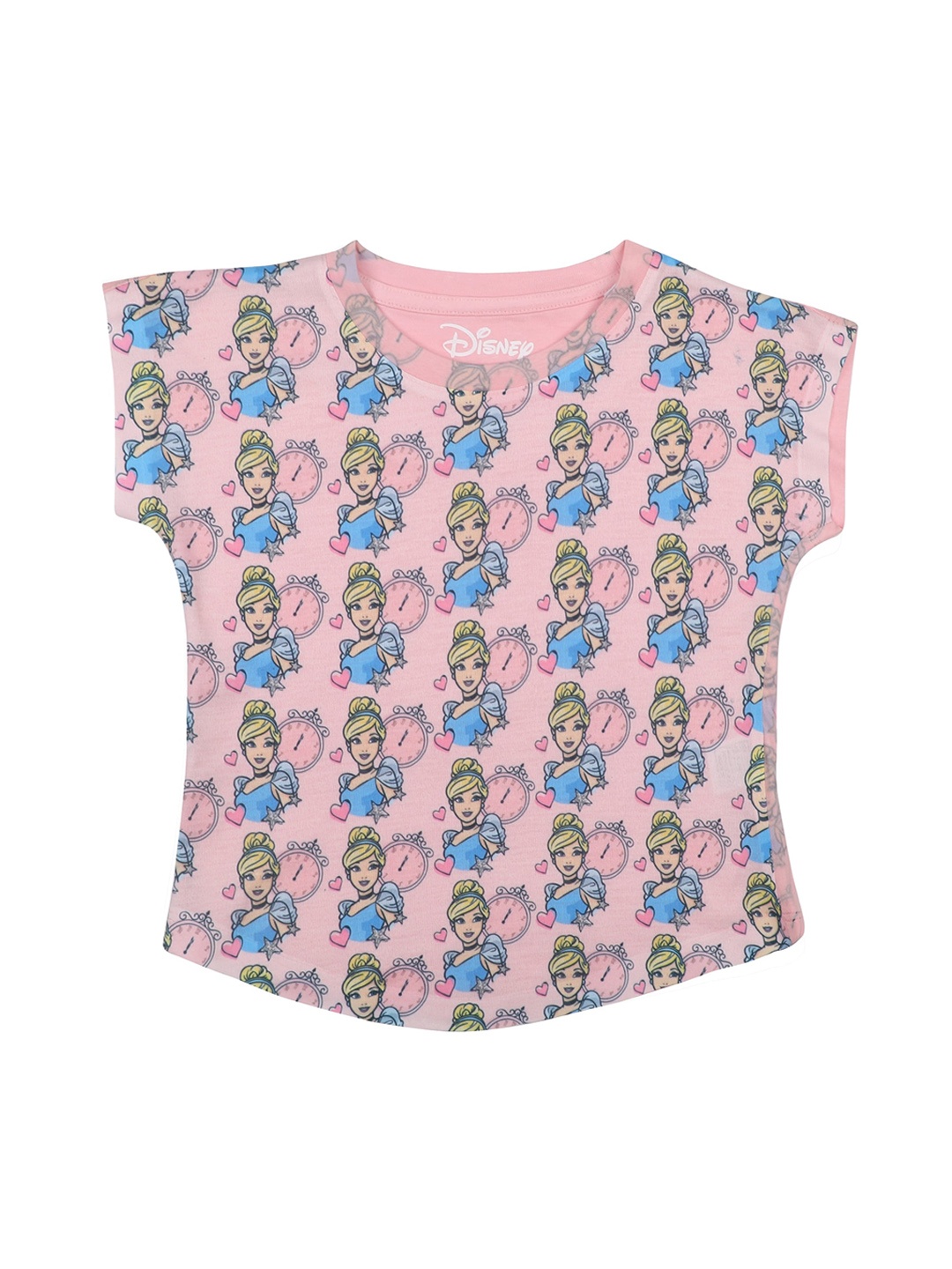 Disney by Wear Your Mind Girls Pink & Blue Princess Printed Top