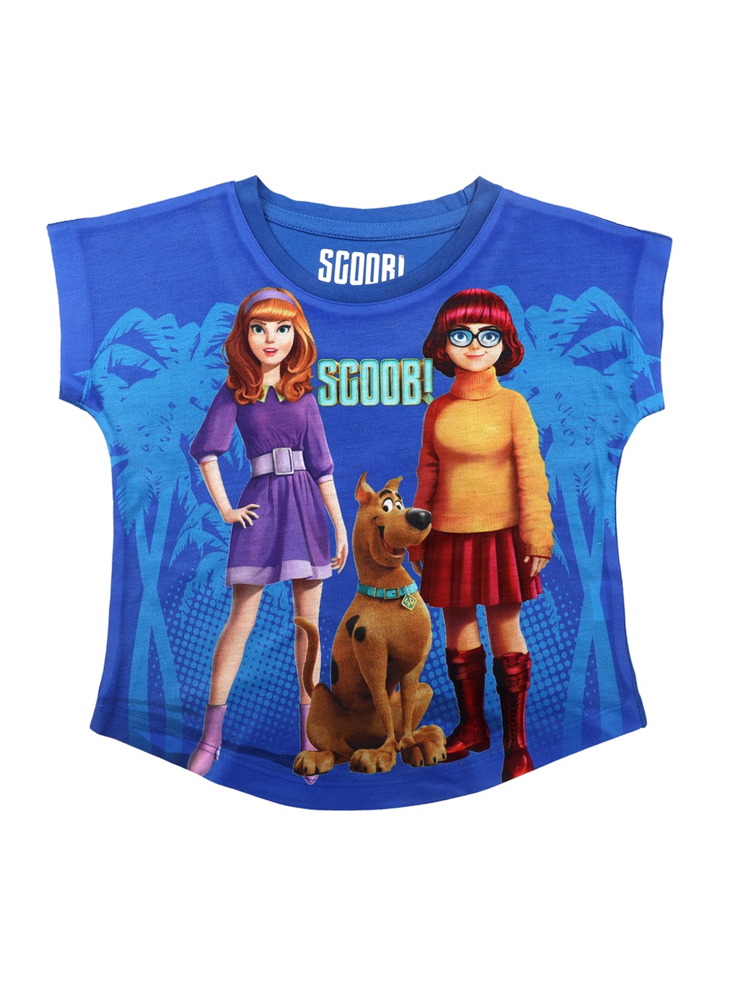 

Scooby-Doo Blue & Yellow Extended Sleeves A-Line Top