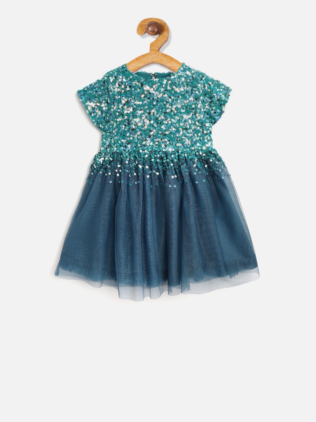 

Cherry Crumble Girls Green Embellished Fit and Flare Dress