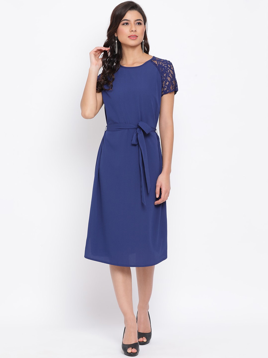 

Oxolloxo Women Navy Blue Solid A-Line Dress