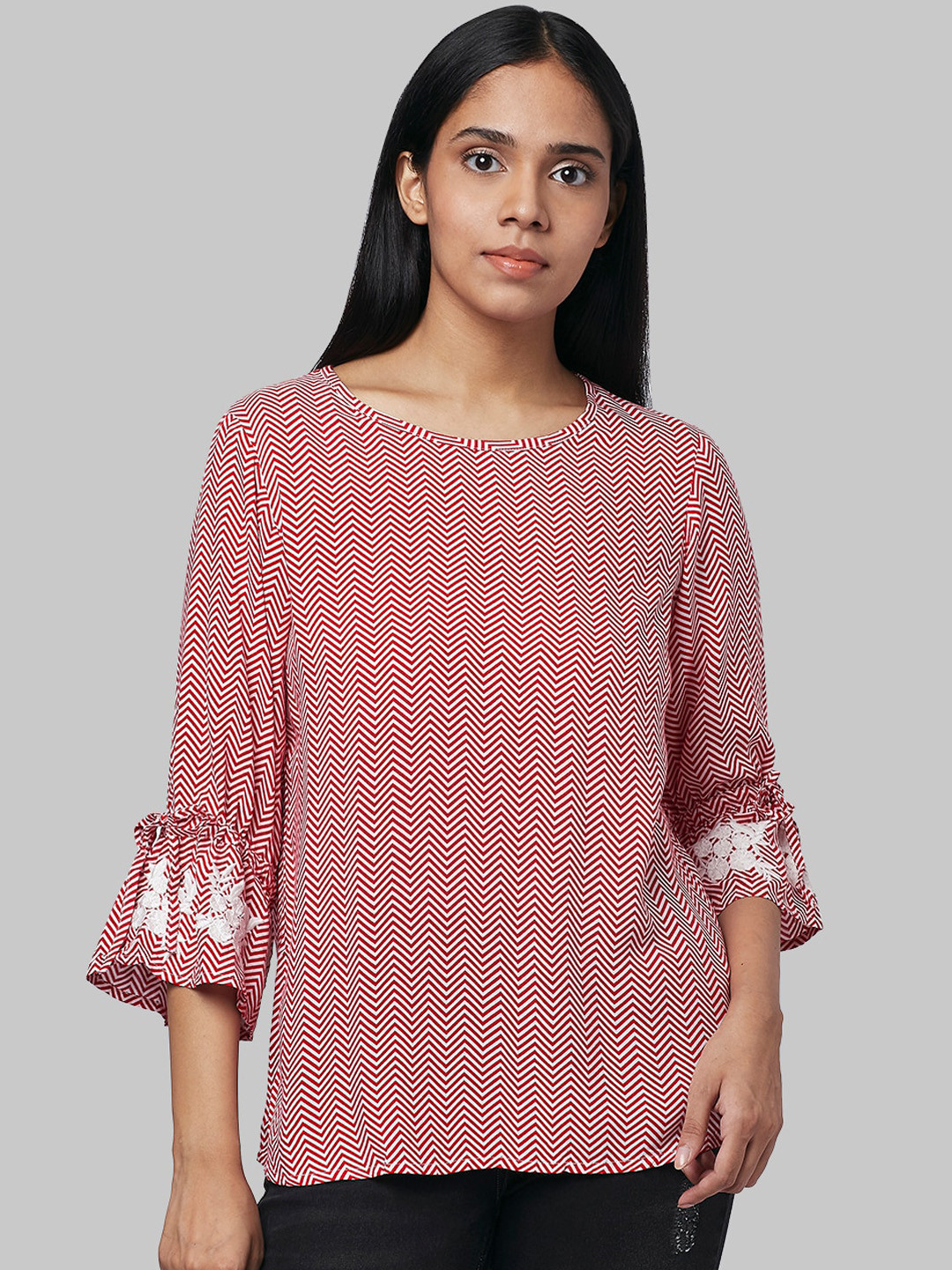 

Park Avenue Woman Women Red Denim Printed Top