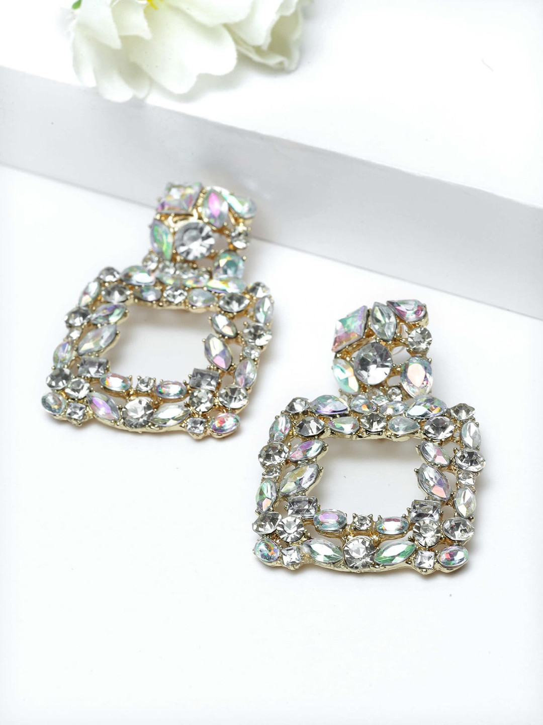 

AVANT-GARDE PARIS Off-White & Gold-Plated Square Drop Earrings
