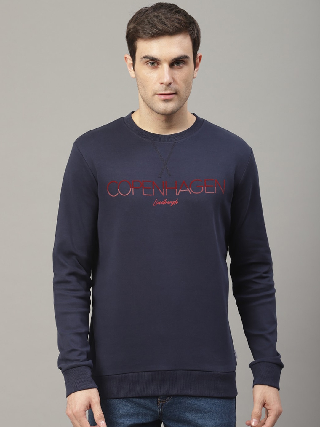 

LINDBERGH Men Blue Printed Sweatshirt