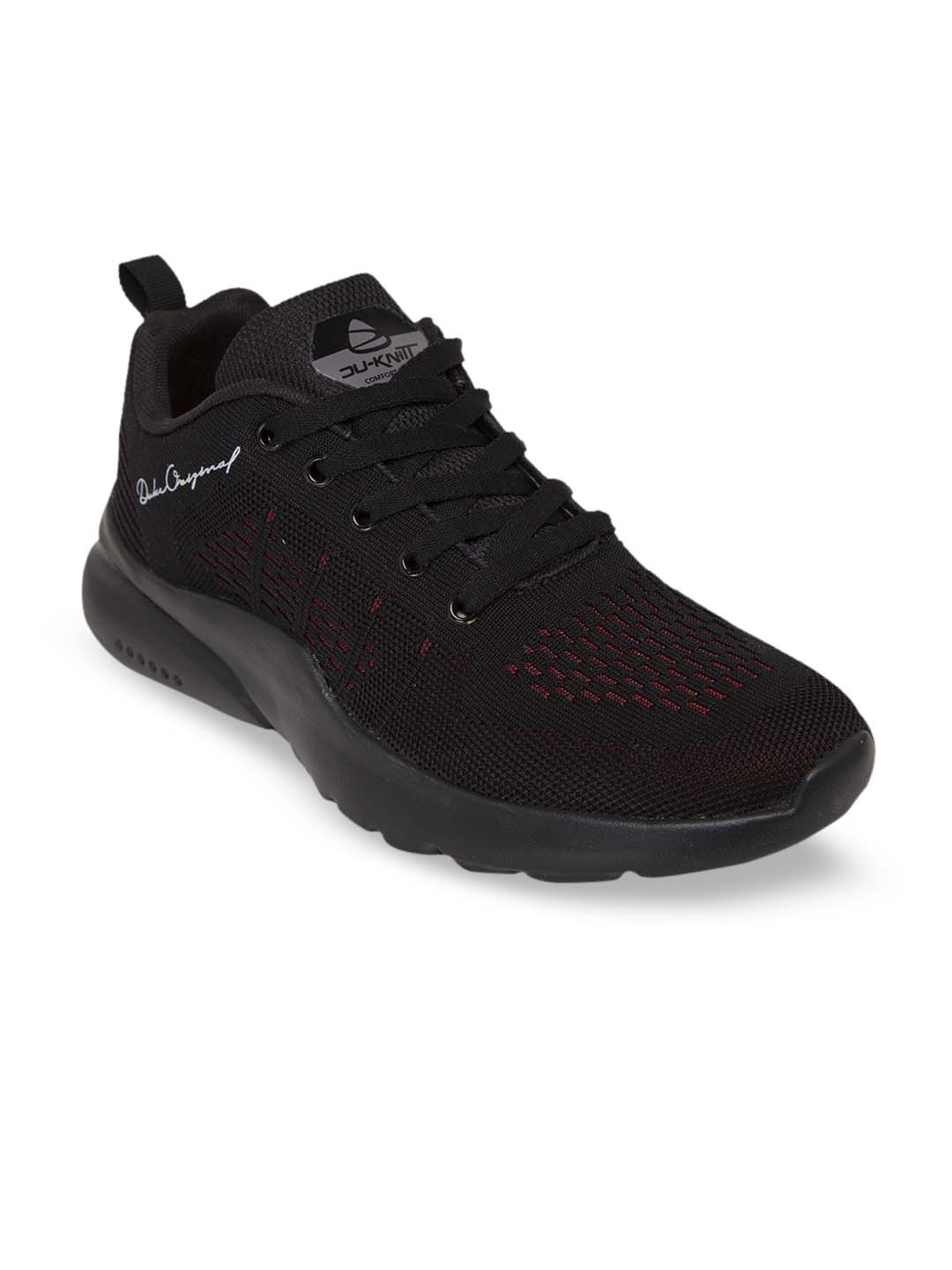 

Duke Men Black & Red Woven Design Running Shoes