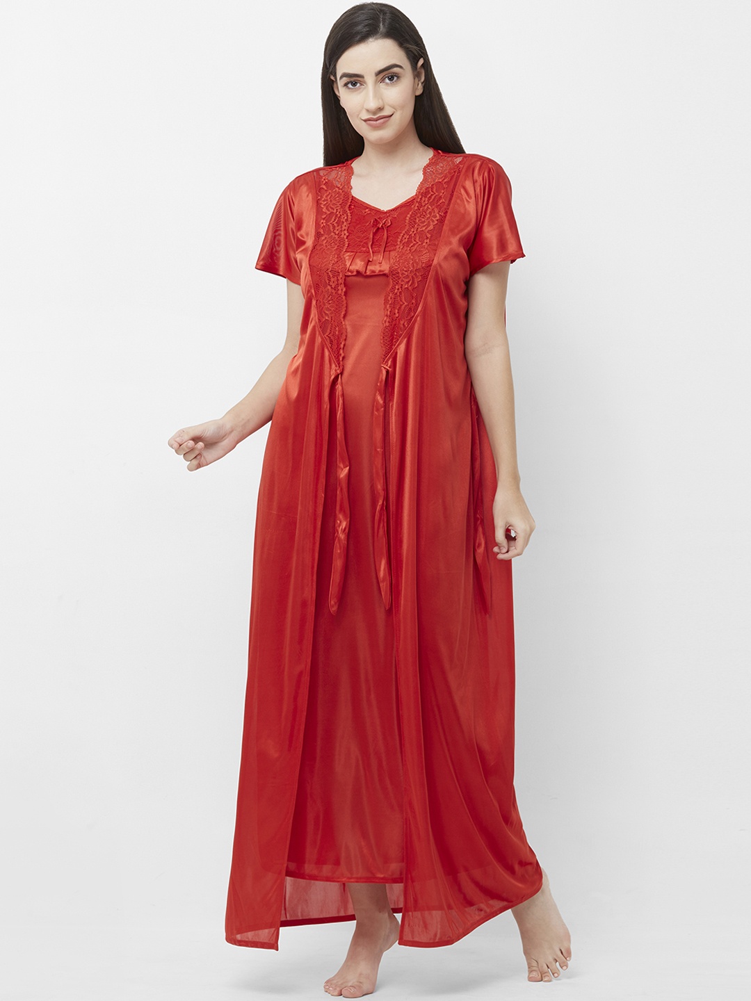 

FashionRack Red Solid Nightdress F2201